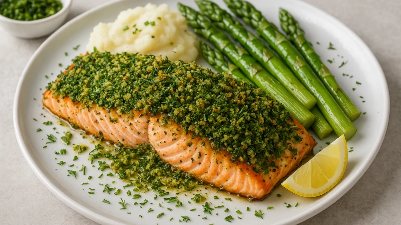Salmão Grelhado com Crosta de Ervas